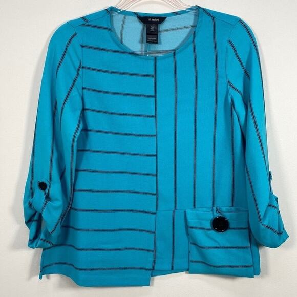 Ali Miles Art to wear Boho Blouse Women's PXS Blue/Black - Picture 1 of 10